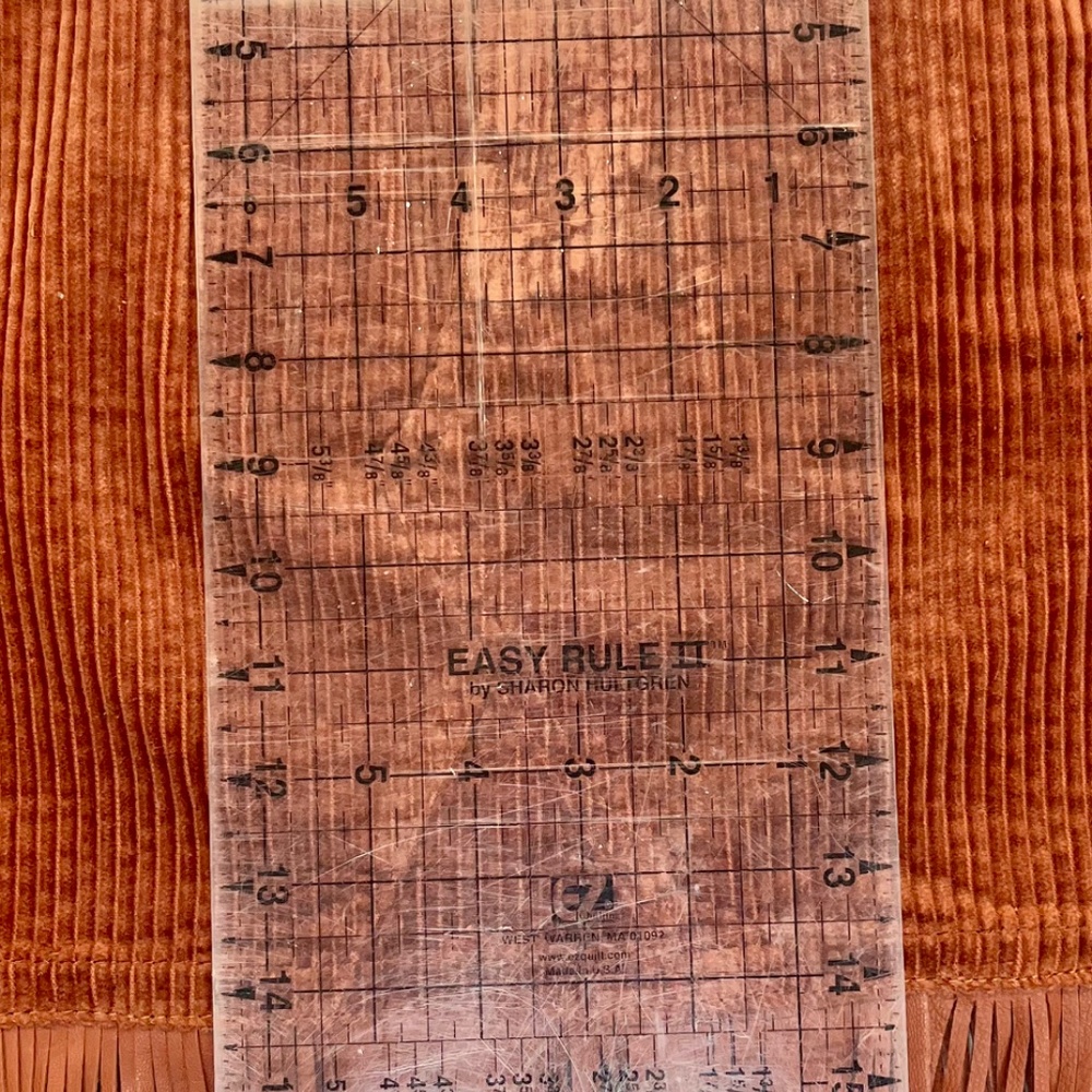 Sanctuary denim burnt orange corduroy skirt w/ added  leather fringe - size 6 - Picture 10 of 11